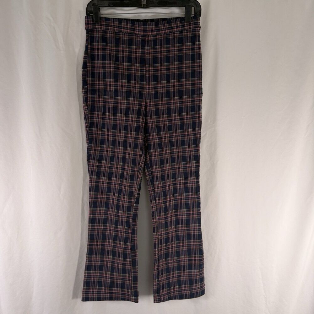 Urban Outfitters Fleece Lined Bootcut Pants Women's 6 Black Pink Plaid Stretch